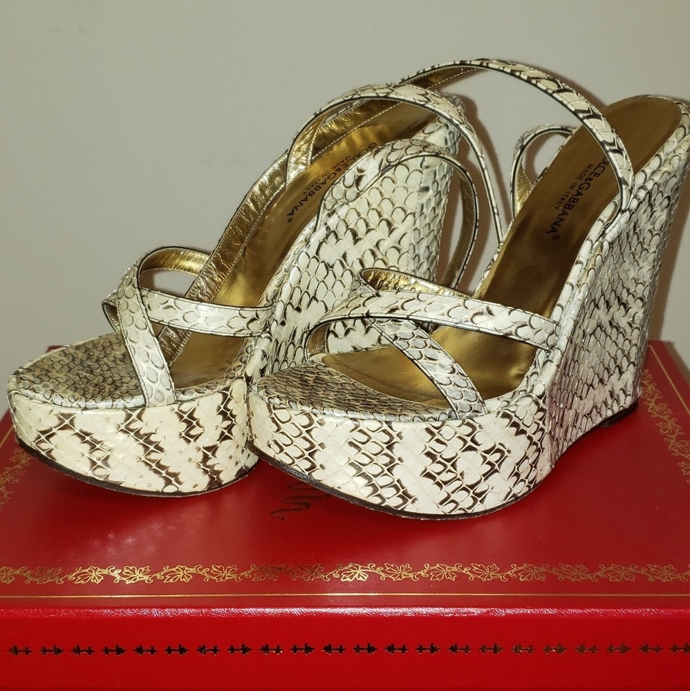 Dolce and Cabbana snakeskin wedges.